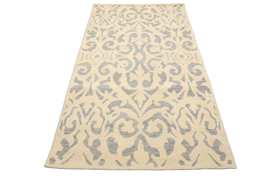 5x8 Ivory, Celadon, Color Hand Tufted Handmade Wool Transitional Oriental Rug