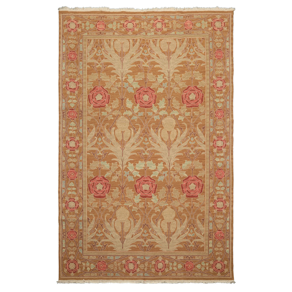 6x9 Gold, Tan, Beige Color Hand Knotted Nourison Nourmak Soumak Wool Arts & Crafts Oriental Rug