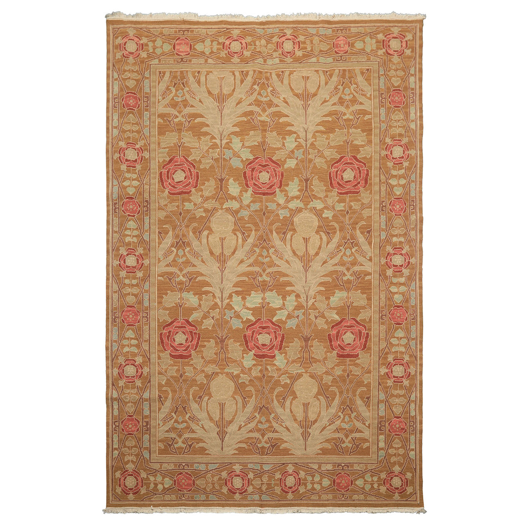 6x9 Gold, Tan, Beige Color Hand Knotted Nourison Nourmak Soumak Wool Arts & Crafts Oriental Rug