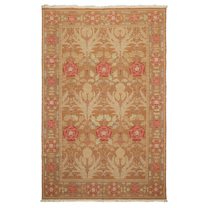 6x9 Gold, Tan, Beige Color Hand Knotted Nourison Nourmak Soumak Wool Arts & Crafts Oriental Rug