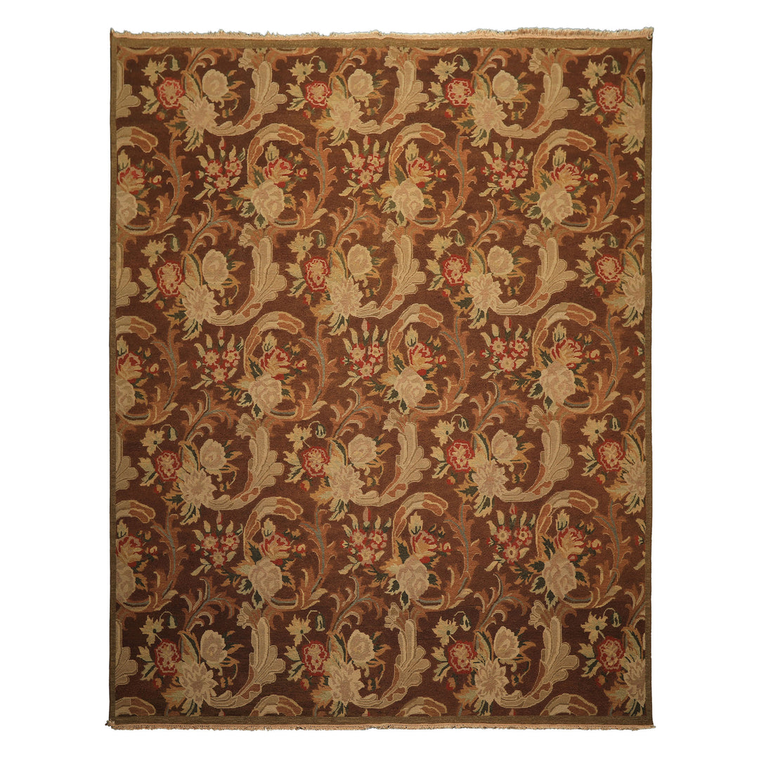 9x12 Brown, Burnt, Orange Color Hand Knotted Nourison Nourmak Soumak Wool Arts & Crafts Oriental Rug