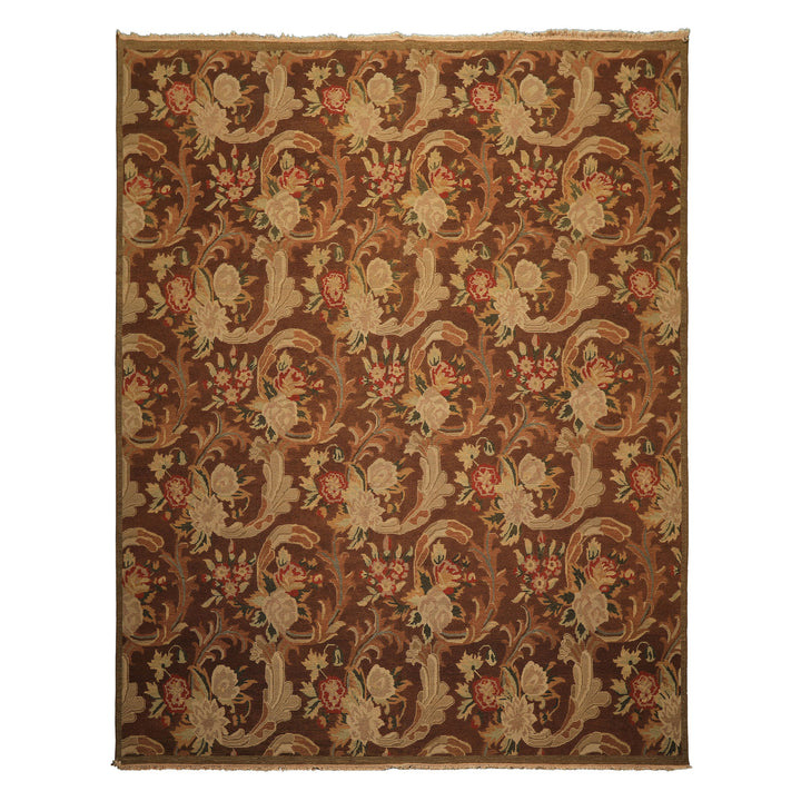 9x12 Brown, Burnt, Orange Color Hand Knotted Nourison Nourmak Soumak Wool Arts & Crafts Oriental Rug