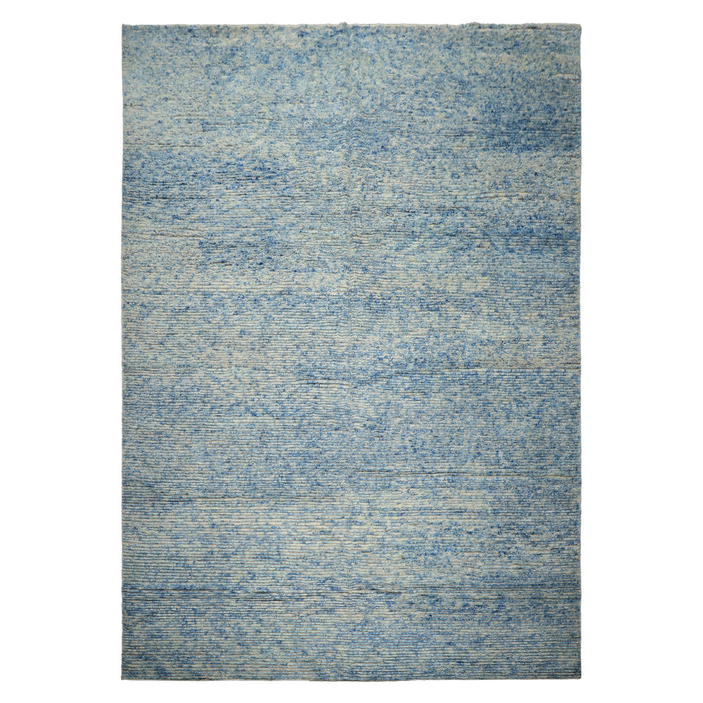 10x14 Blue, Ivory, Color Hand Knotted Moroccan Wool Modern & Contemporary Oriental Rug