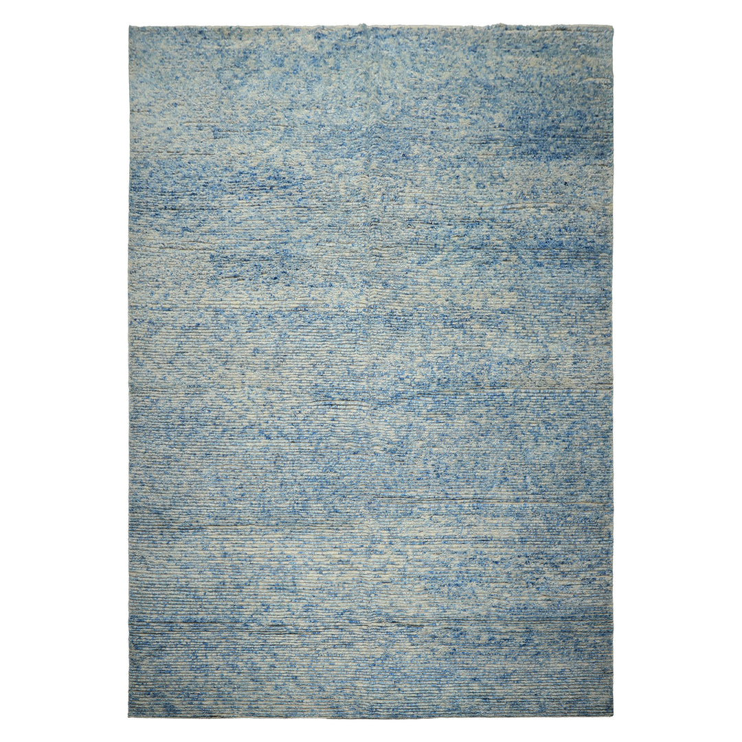 10x14 Blue, Ivory, Color Hand Knotted Moroccan Wool Modern & Contemporary Oriental Rug