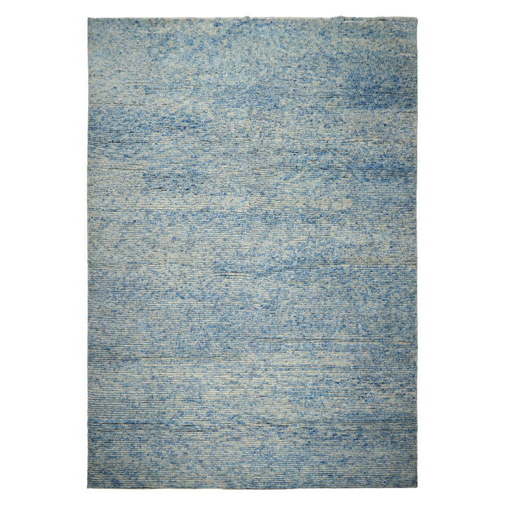 10x14 Blue, Ivory, Color Hand Knotted Moroccan Wool Modern & Contemporary Oriental Rug