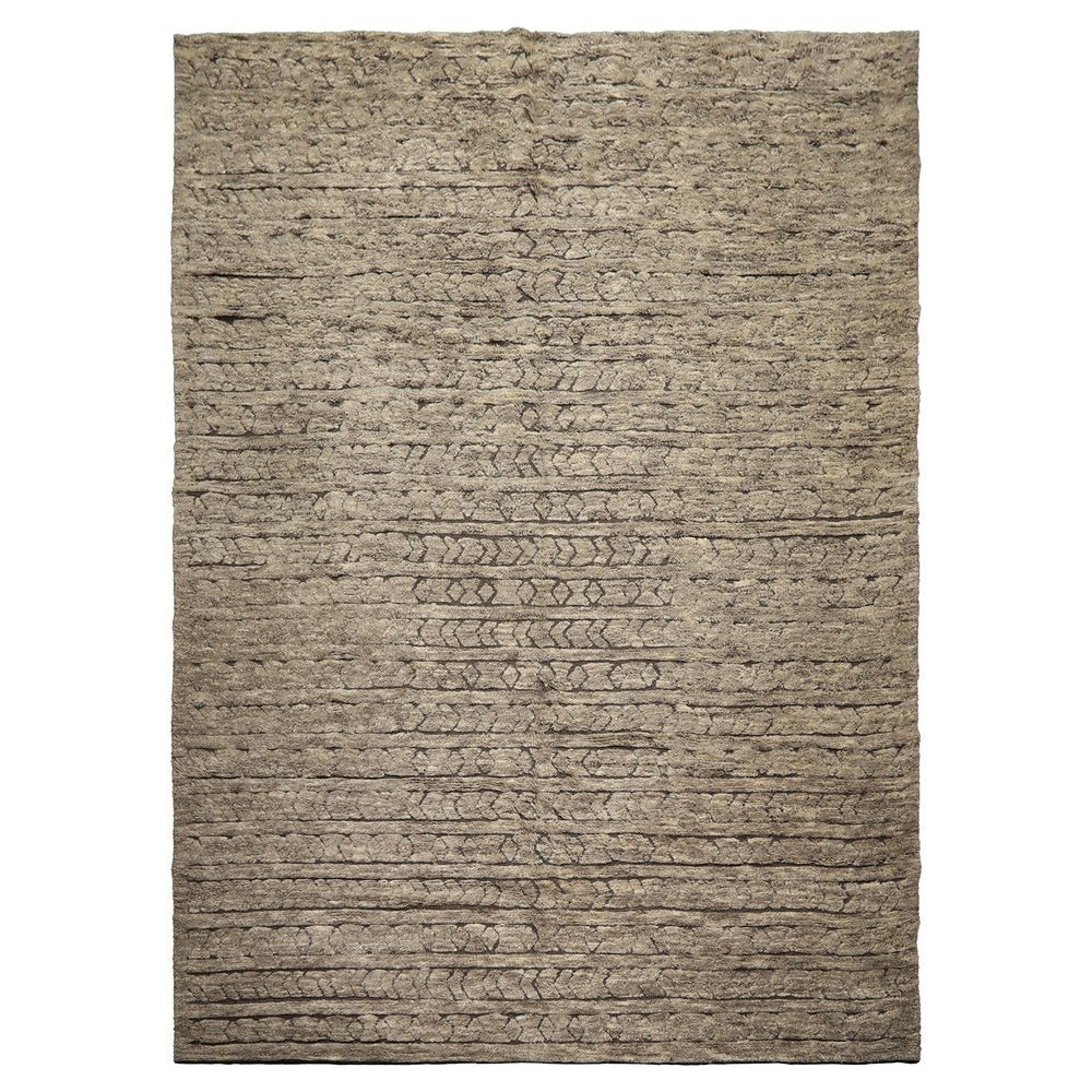 10x14 Ivory, Mocha, Color Hand Knotted Moroccan Wool Modern & Contemporary Oriental Rug