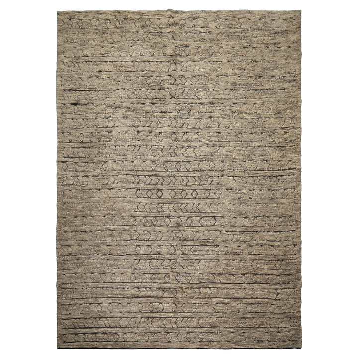 10x14 Ivory, Mocha, Color Hand Knotted Moroccan Wool Modern & Contemporary Oriental Rug