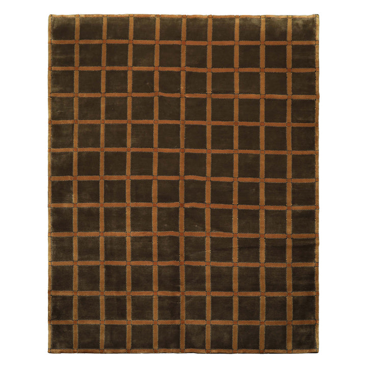 8x10 Mossy Green, Caramel, Tan Color Hand Knotted Tibetan? Wool Transitional Oriental Rug