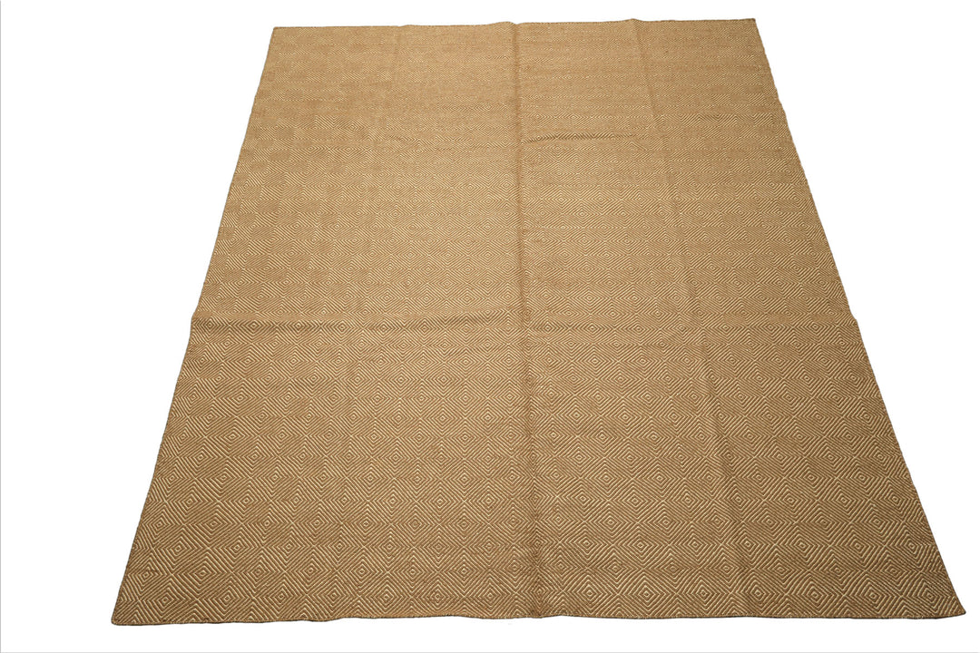 8x10 Gold, Ivory, Color Hand Woven Kilim Wool Modern & Contemporary Oriental Rug