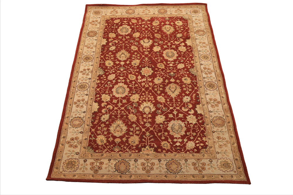 5x8 Burnt Orange, Ivory, Gold Color Hand Tufted Nourison Wool & Silk Traditional Oriental Rug