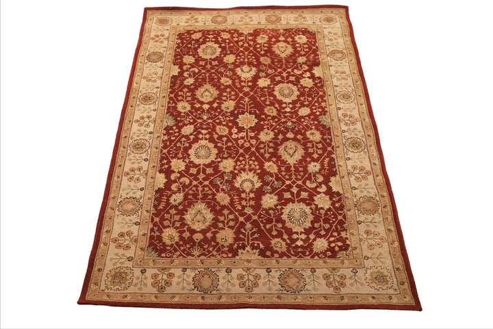 5x8 Burnt Orange, Ivory, Gold Color Hand Tufted Nourison Wool & Silk Traditional Oriental Rug