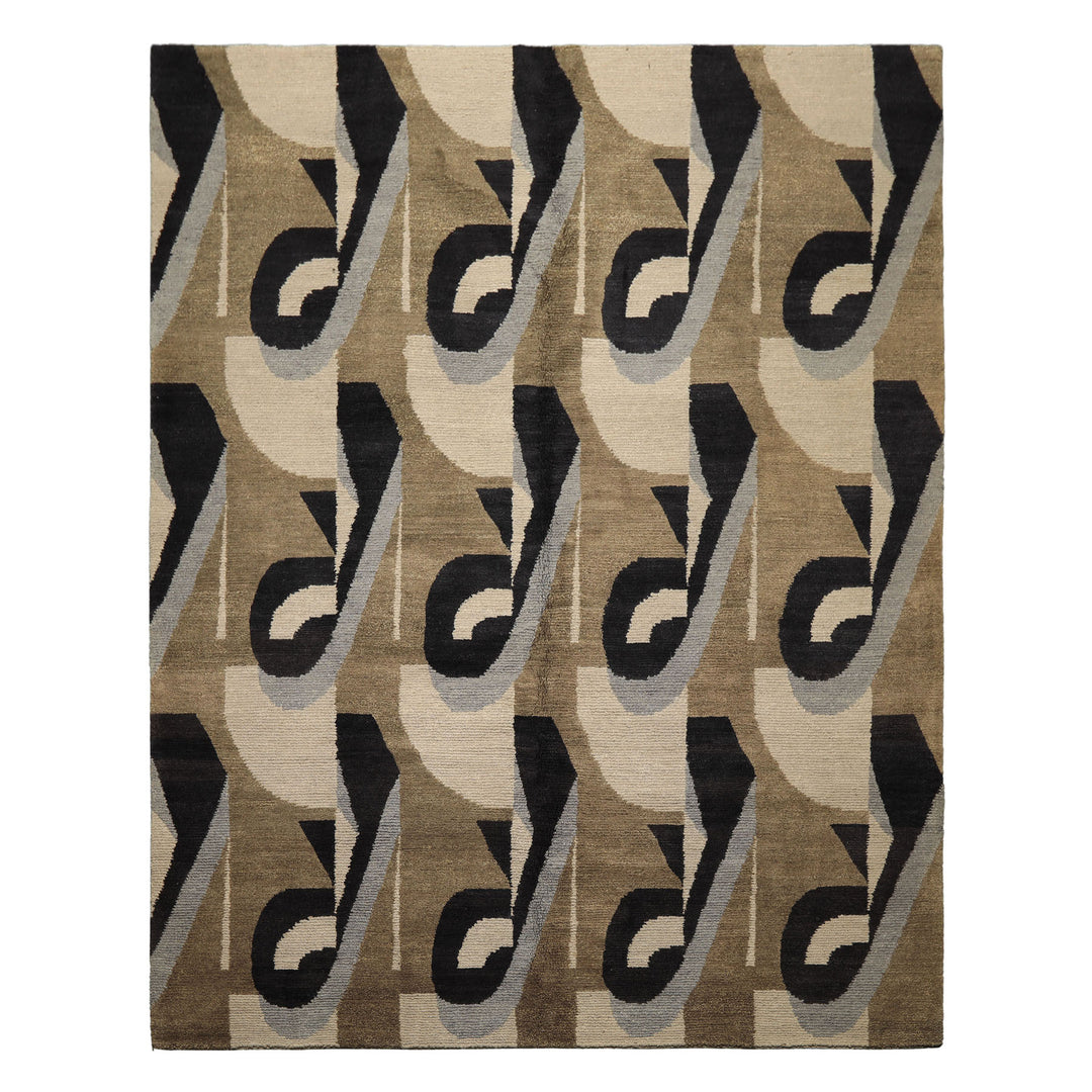 8x10 Moss, Charcoal, Slate Color Hand Knotted Tibetan Wool Modern & Contemporary Oriental Rug