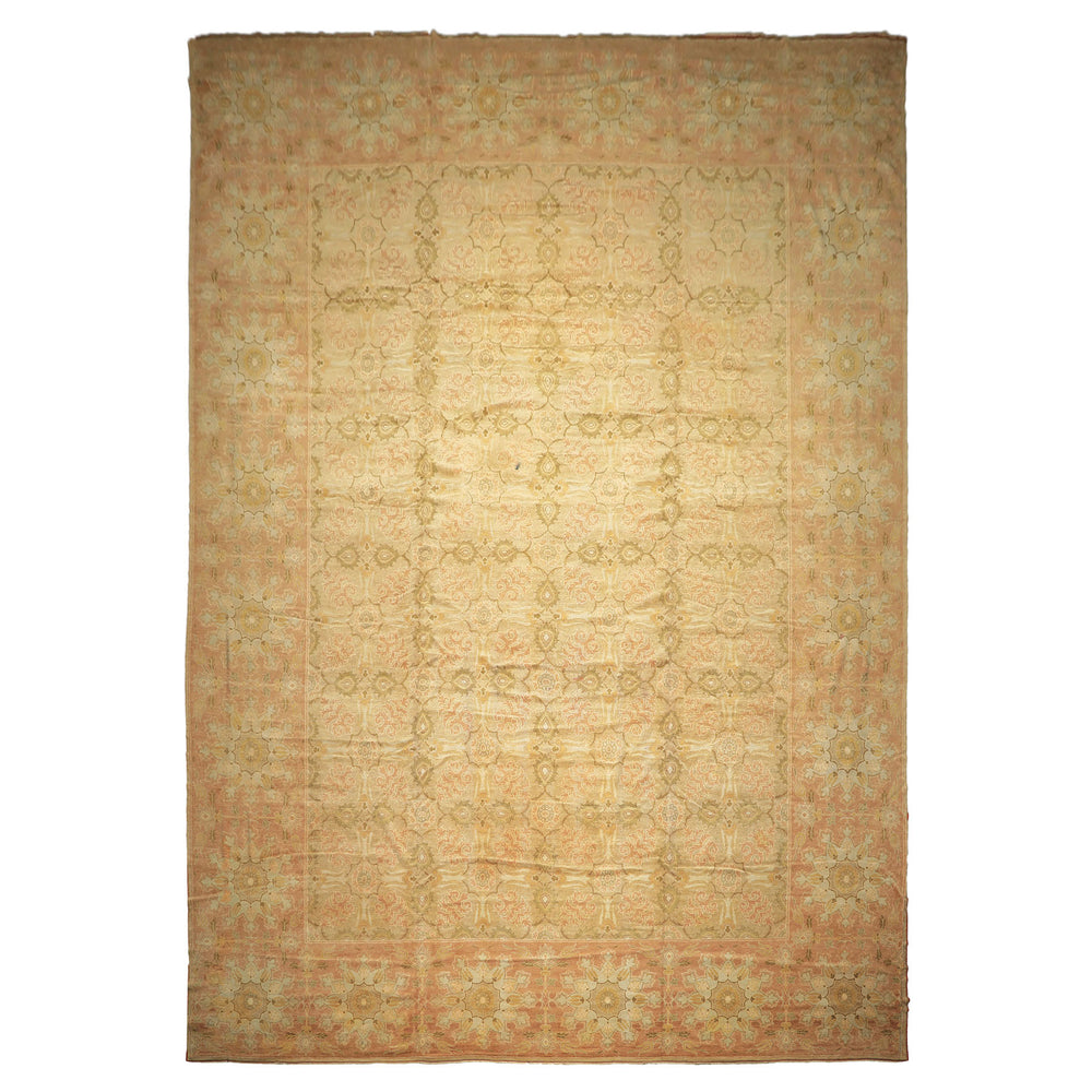 OverSize Moss, Taupe, Mint Color Hand Knotted Oushak Wool Arts & Crafts Oriental Rug