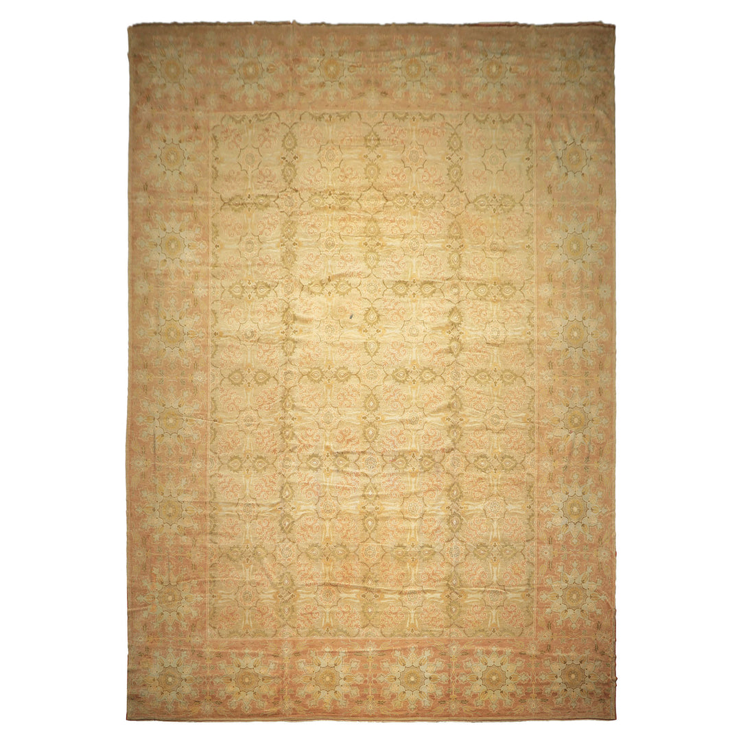 OverSize Moss, Taupe, Mint Color Hand Knotted Oushak Wool Arts & Crafts Oriental Rug