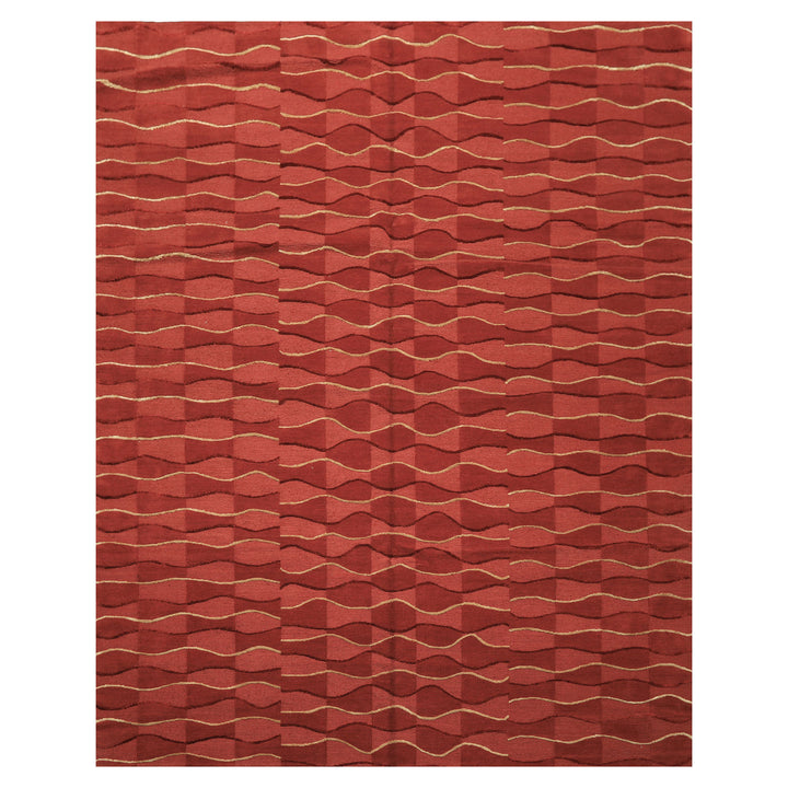 8x10 Rust, Rose, Gold Color Hand Knotted Tibetan Wool Modern & Contemporary Oriental Rug