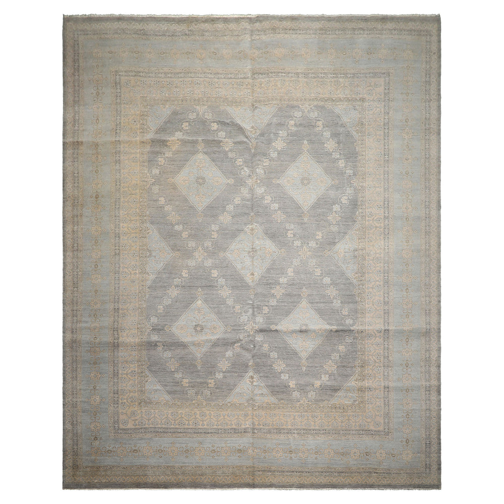 12x15 Slate, Gray, Faded Color Hand Knotted Peshawar Wool Transitional Oriental Rug
