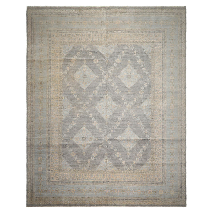12x15 Slate, Gray, Faded Color Hand Knotted Peshawar Wool Transitional Oriental Rug