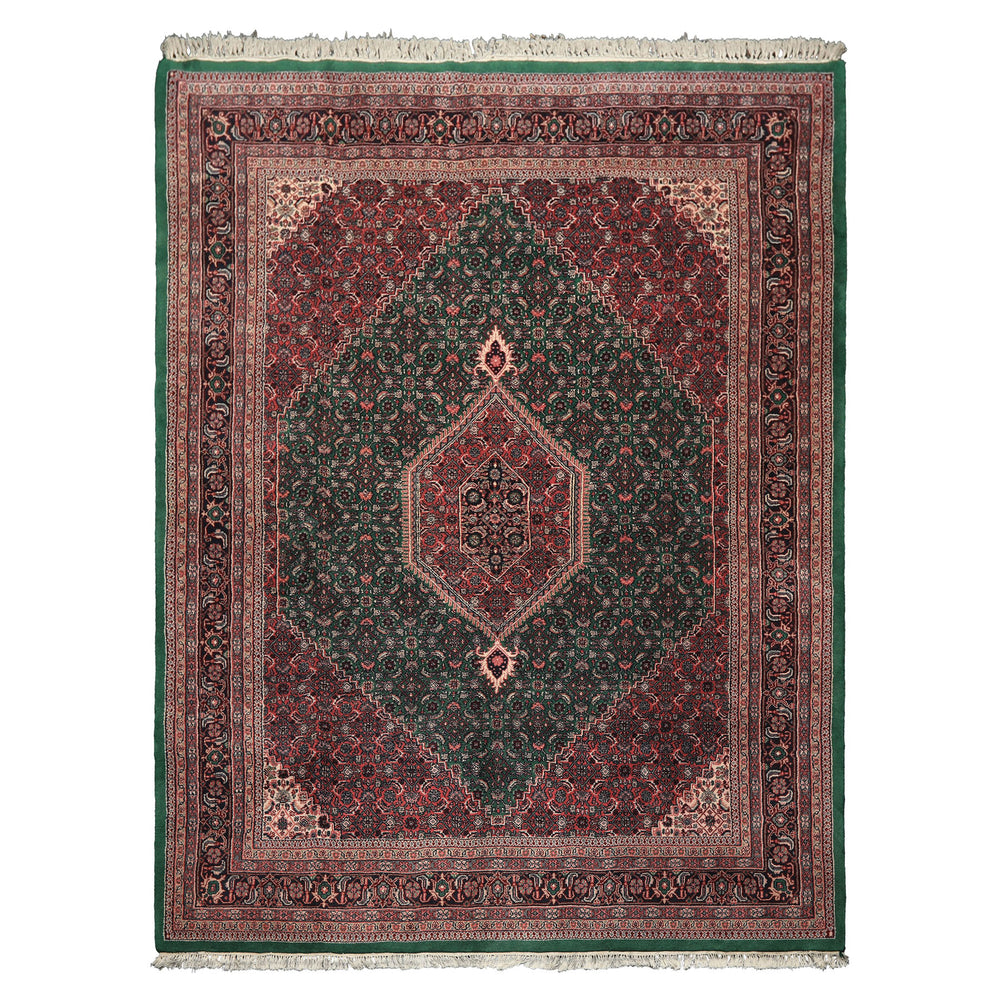 8x10 Emerald, Pink, Ivory Color Hand Knotted Tabriz Wool Traditional Oriental Rug