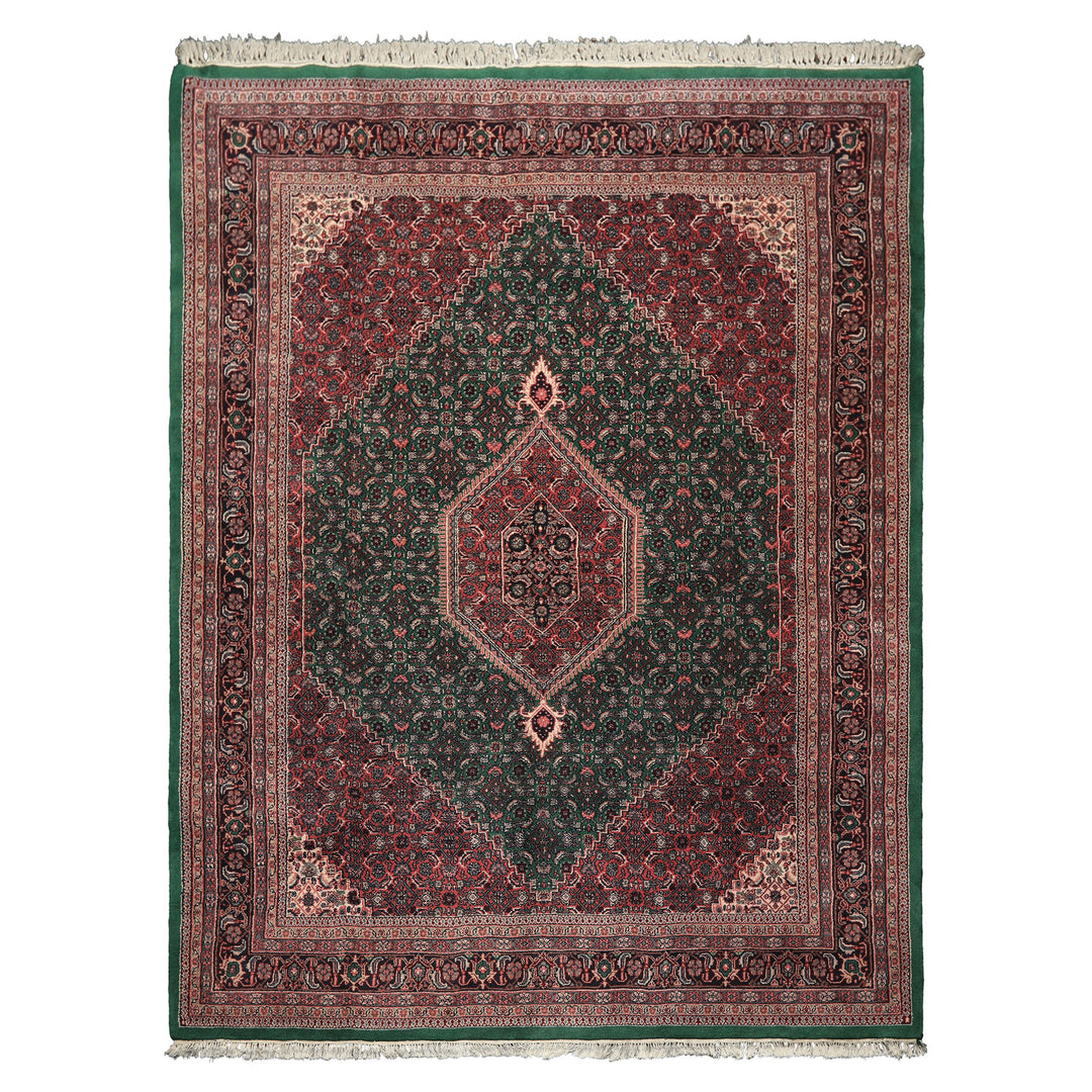 8x10 Emerald, Pink, Ivory Color Hand Knotted Tabriz Wool Traditional Oriental Rug