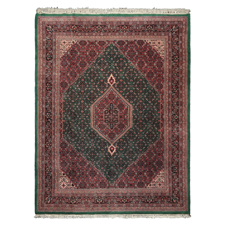 8x10 Emerald, Pink, Ivory Color Hand Knotted Tabriz Wool Traditional Oriental Rug