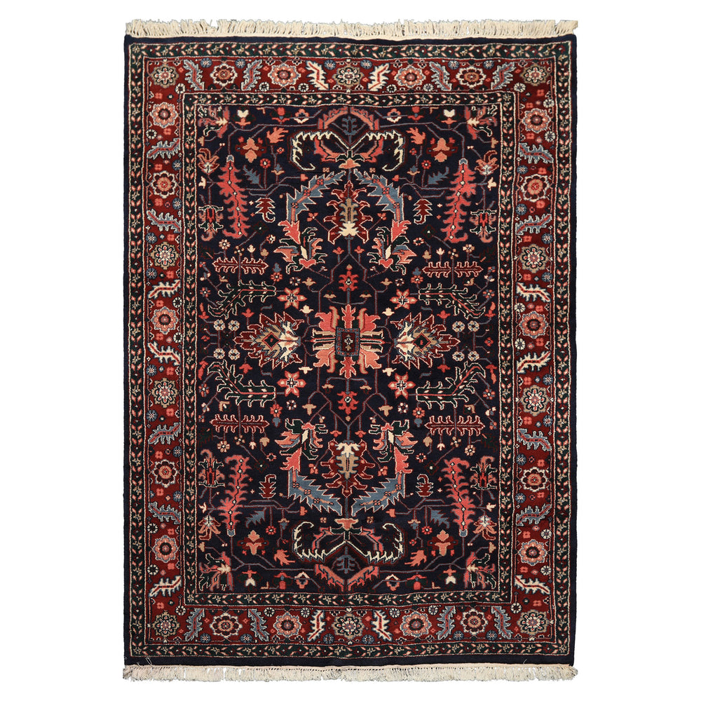 5x8 Navy, Red, Blush Color Hand Knotted Oushak Wool Arts & Crafts Oriental Rug