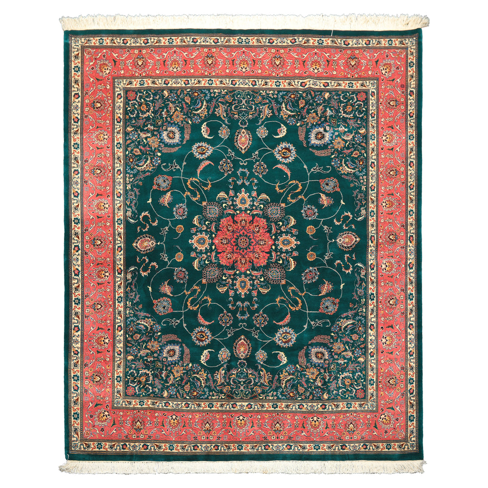 8x10 Teal, Pink, Ivory Color Hand Knotted Pak Persian New Zealand Wool Traditional Oriental Rug