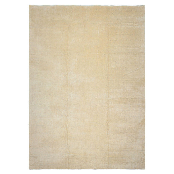 10x14 Ivory with slight gray texture, , Color Hand Knotted Tibetan 100% Pure Silk Contemporary Oriental Rug