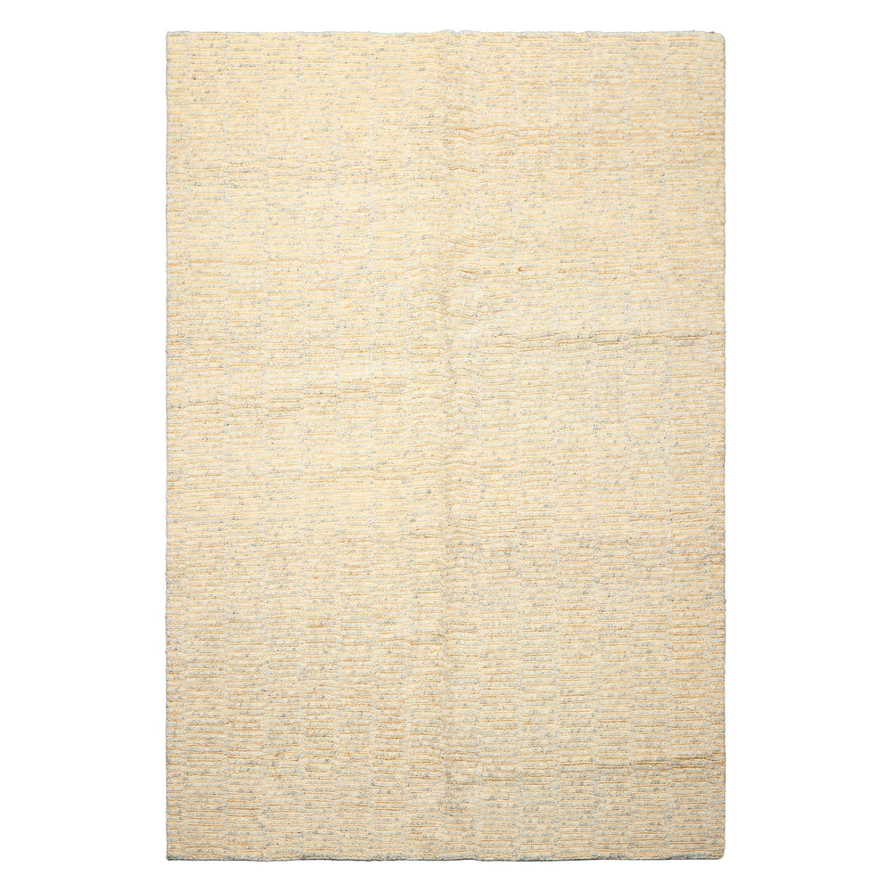 6x9 Ivory, Beige, Gray Color Hand Knotted Tibetan Wool & Jute Contemporary Oriental Rug