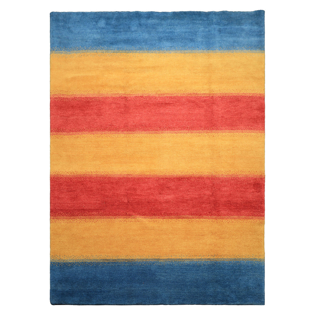 8x11 Gold, Rasberry, Aqua Color Hand Knotted Indo Gabbeh Wool Modern &amp; Contemporary Oriental Rug