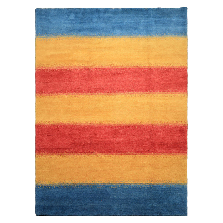 8x11 Gold, Rasberry, Aqua Color Hand Knotted Indo Gabbeh Wool Modern &amp; Contemporary Oriental Rug