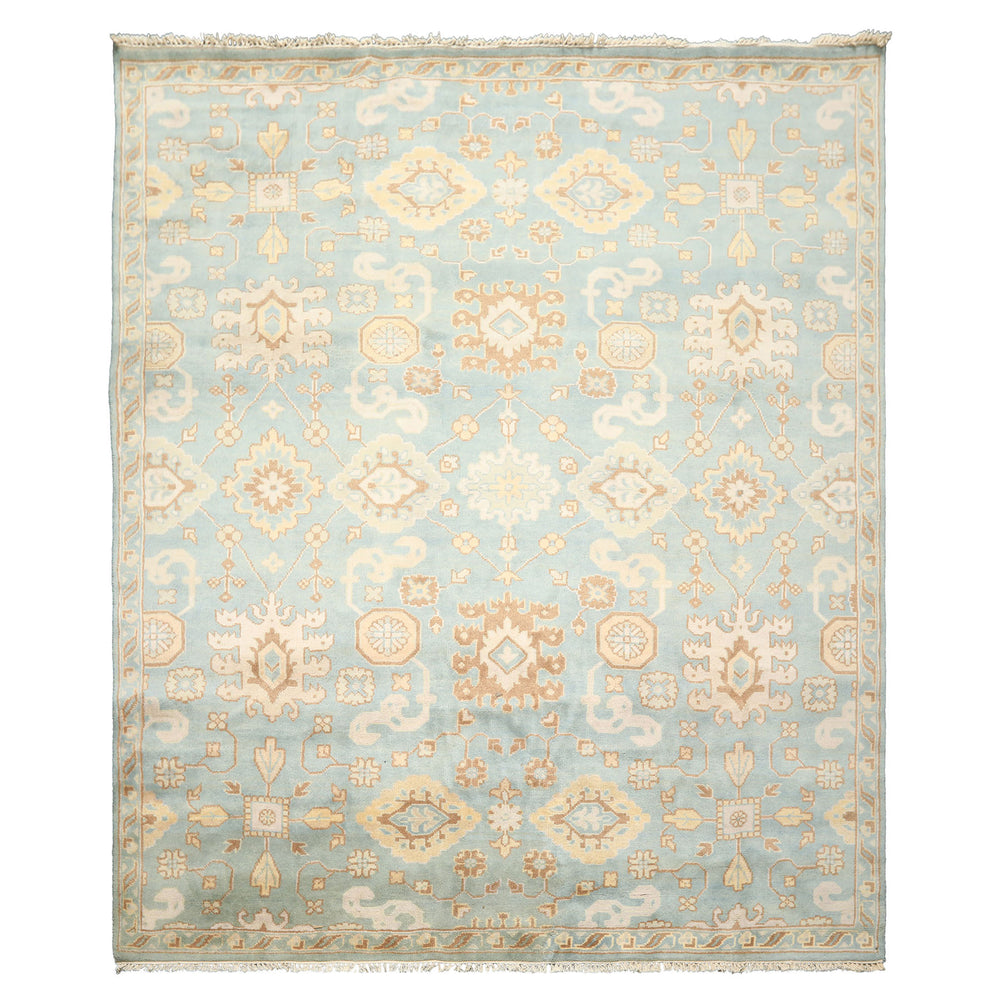 8x10 Seafoam, Ivory, Taupe Color Hand Knotted Oushak Wool Arts & Crafts Oriental Rug