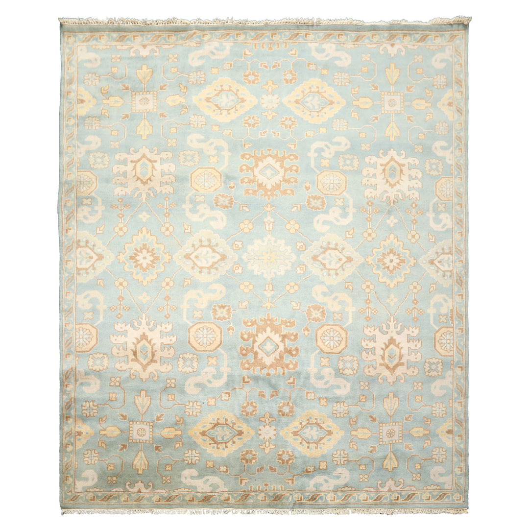 8x10 Seafoam, Ivory, Taupe Color Hand Knotted Oushak Wool Arts &amp; Crafts Oriental Rug