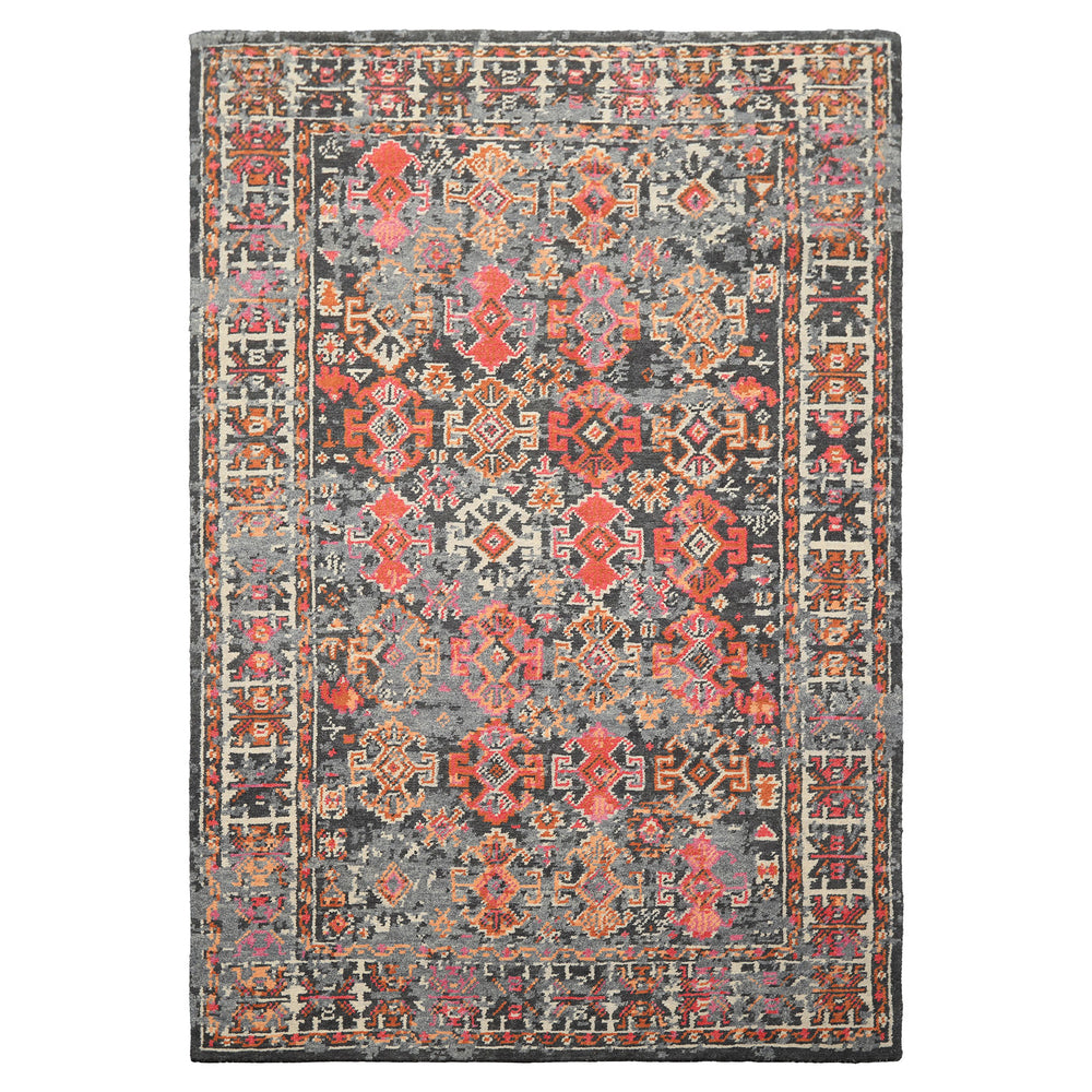 6x9 Gray, Ivory, Caramel Color Hand Knotted Indo Tibetan Wool Transitional Oriental Rug