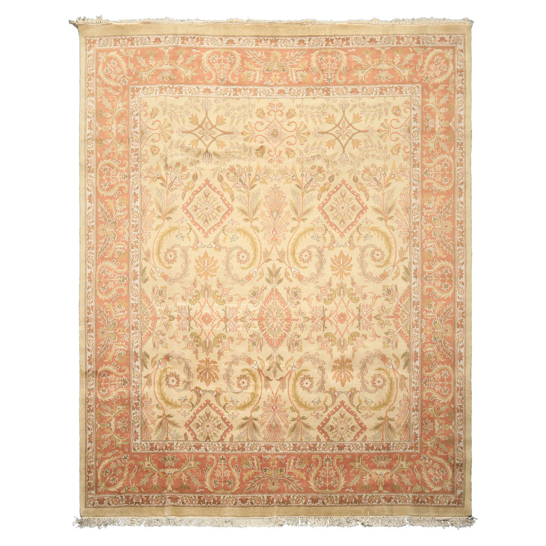 8x10 Beige, Blush, Sage Color Hand Knotted Oushak Wool Traditional Oriental Rug