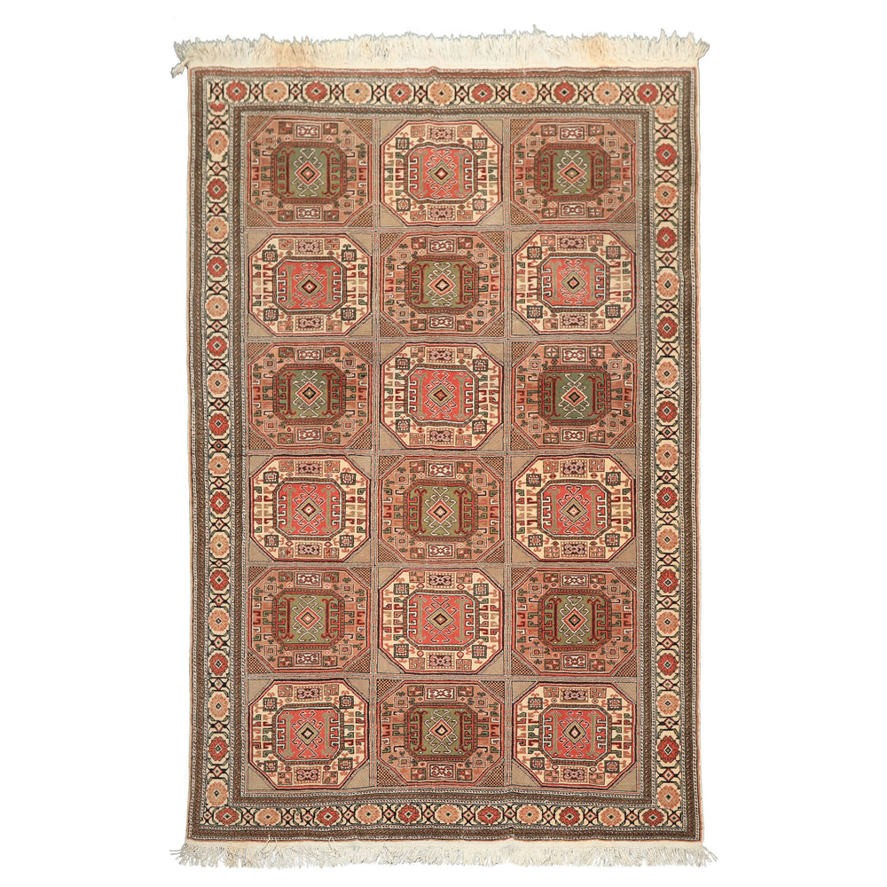 6x10 Blush, Rose, Ivory Color Hand Knotted Shirvan Wool Tribal Oriental Rug