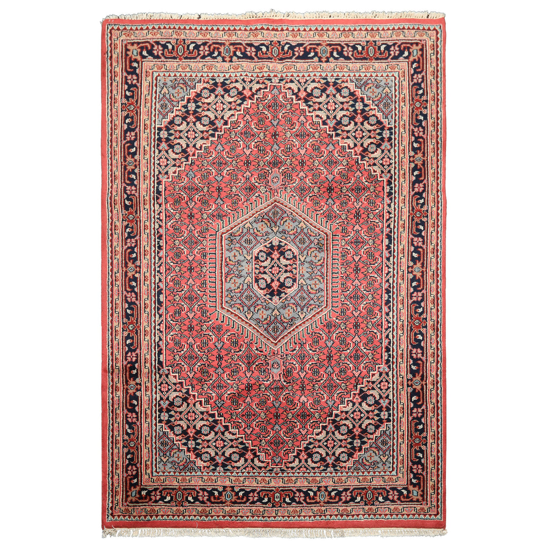 6x9 Rose, Charcoal, Aqua Color Hand Knotted Indo Persian Wool Traditional Oriental Rug