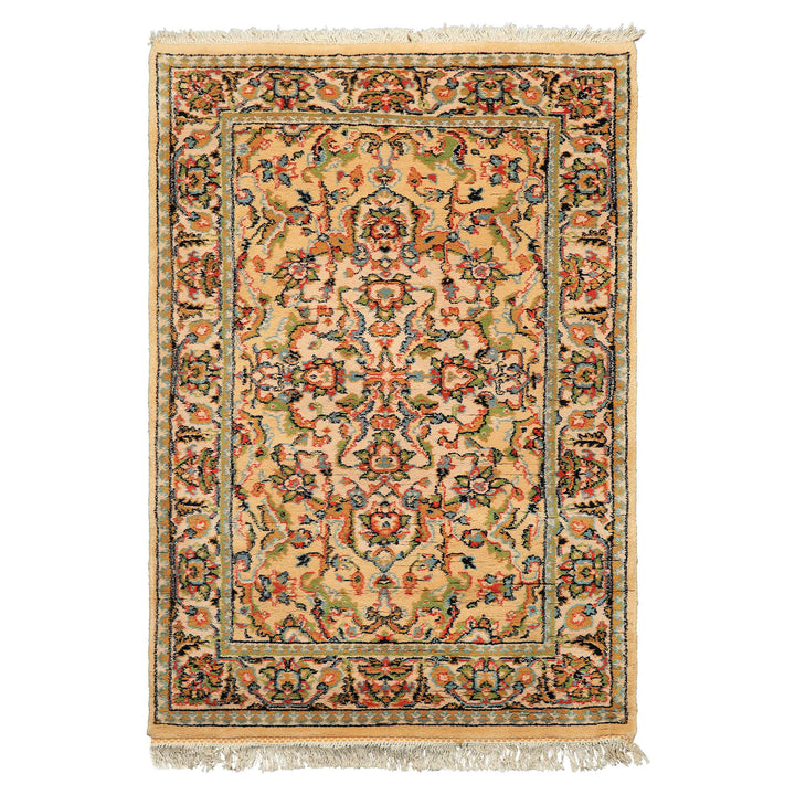 4x6 Beige, Lime, Burnt Orange Color Hand Knotted Indo Oushak Wool Arts & Crafts Oriental Rug