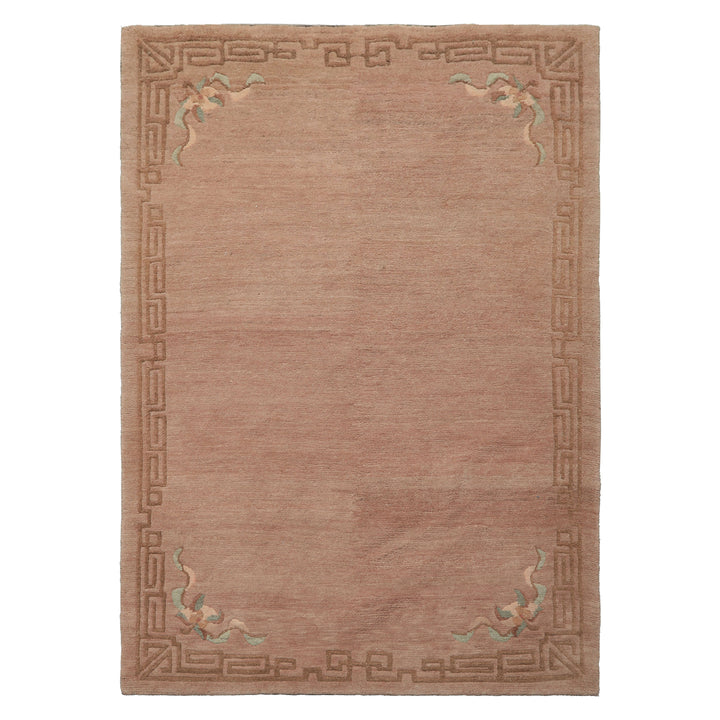 4x6 Taupe, Brown, Mint Color Hand Knotted Tibetan Wool Traditional Oriental Rug