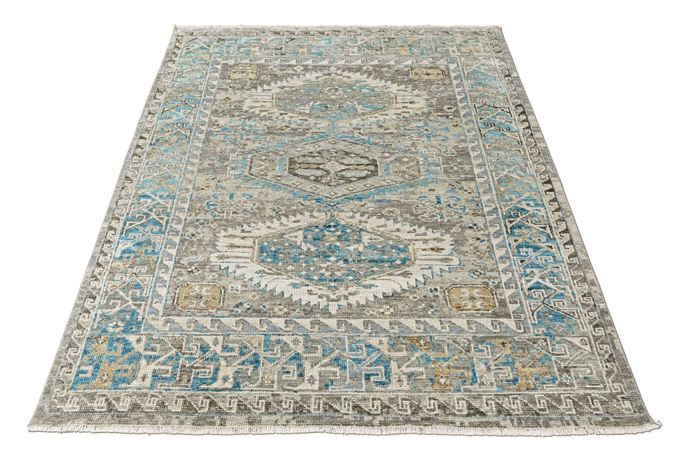8x10 Gray, Aqua, Blue Color Hand Knotted Oushak Wool  Oriental Rug