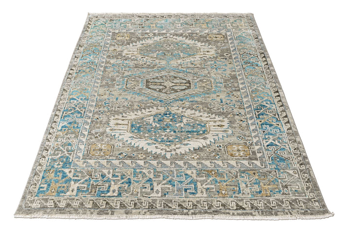 8x10 Gray, Aqua, Blue Color Hand Knotted Oushak Wool  Oriental Rug