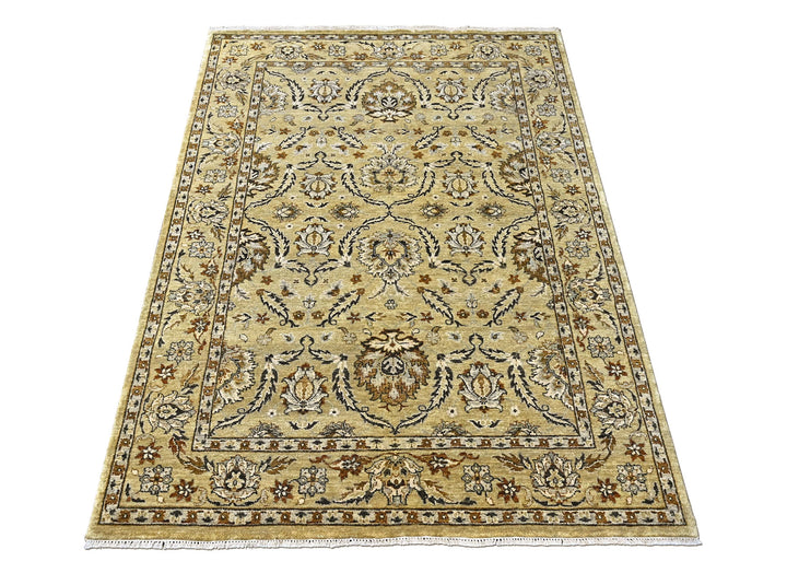 6x9 Pistachio, Brown, Black Color Hand Knotted Oushak Wool Traditional Oriental Rug