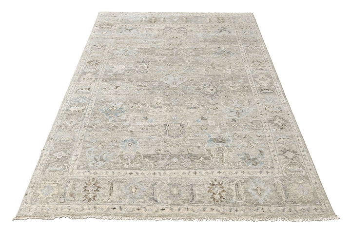9x12 Gray, Beige, Slate Color Hand Knotted Oushak Wool Transitional Oriental Rug