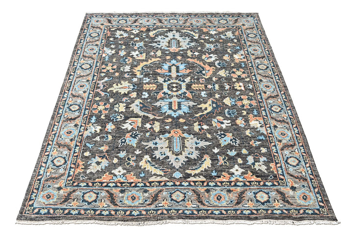8x10 Gray, Blue, Aqua Color Hand Knotted Oushak Wool Arts and Crafts Oriental Rug