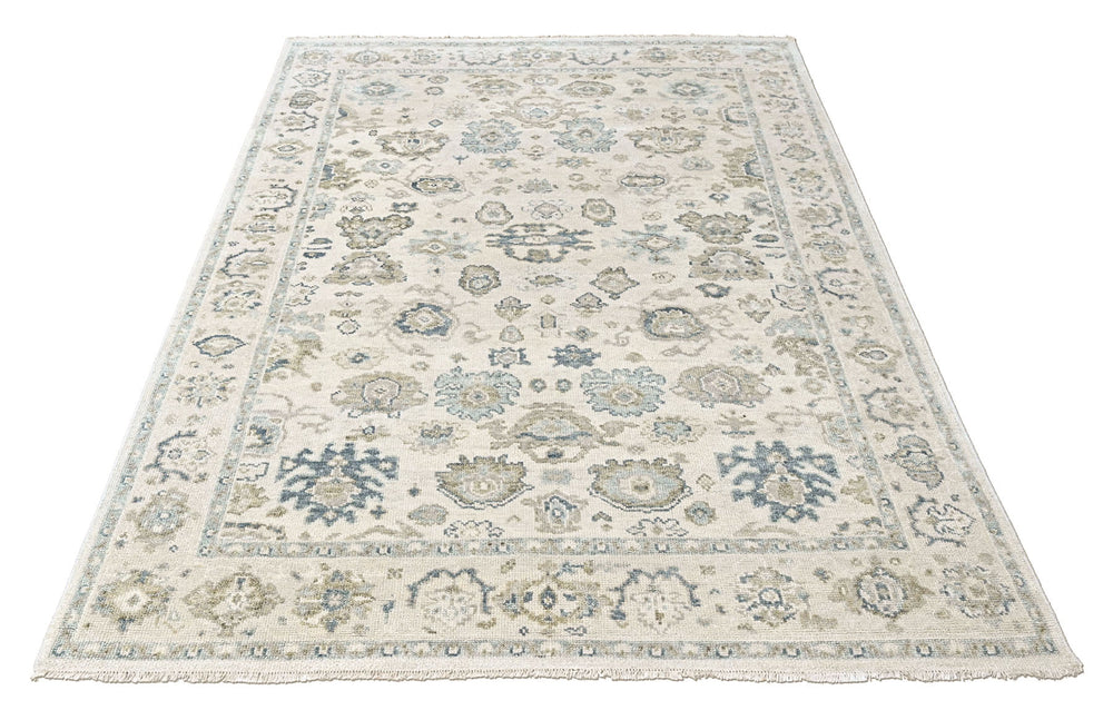 9x12 Ivory, Gray, Slate Color Hand Knotted Oushak Wool Transitional Oriental Rug