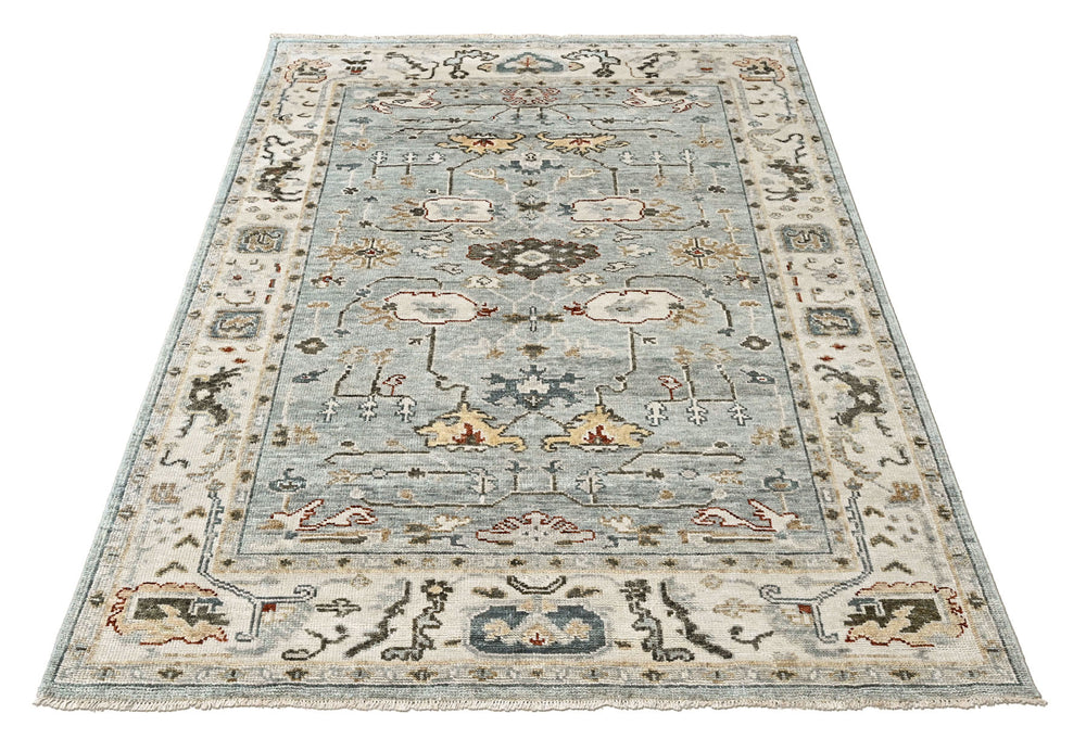 8x10 Slate, Gray, Brown Color Hand Knotted Oushak Wool Transitional Oriental Rug