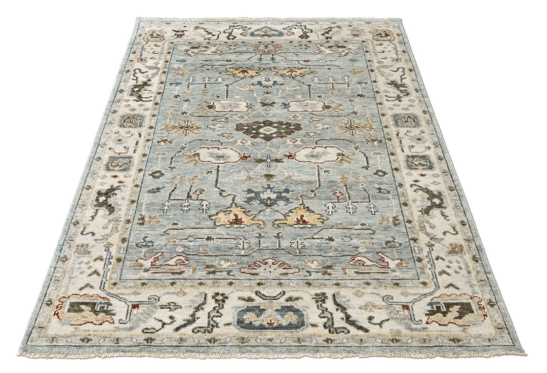 8x10 Slate, Gray, Brown Color Hand Knotted Oushak Wool Transitional Oriental Rug