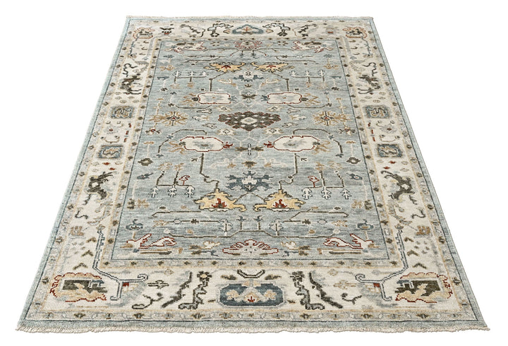 8x10 Slate, Gray, Brown Color Hand Knotted Oushak Wool Transitional Oriental Rug