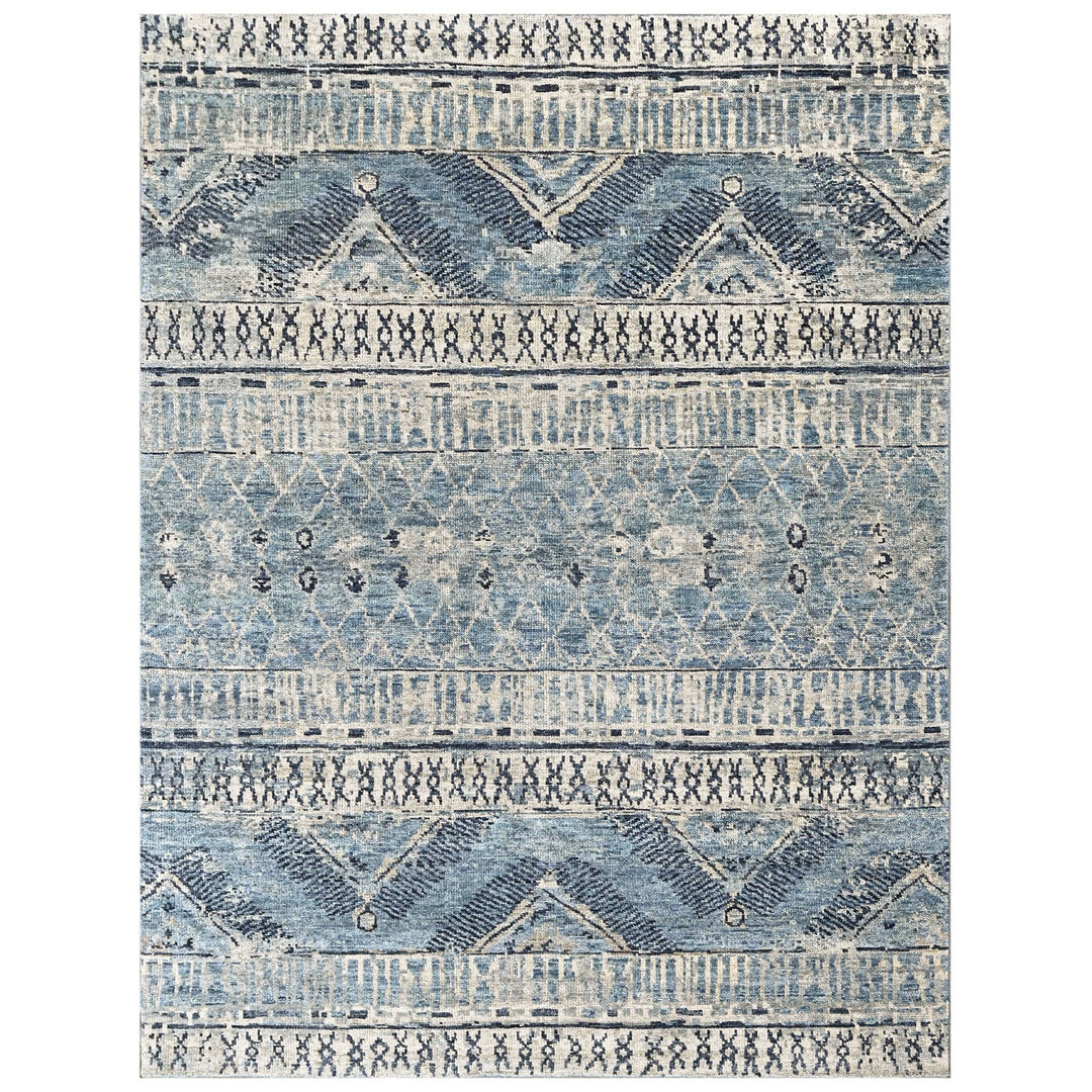 Multi Size Blue Gray Navy Color Hand Knotted Oushak Wool  Oriental Rug