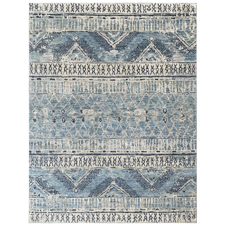Multi Size Blue Gray Navy Color Hand Knotted Oushak Wool  Oriental Rug