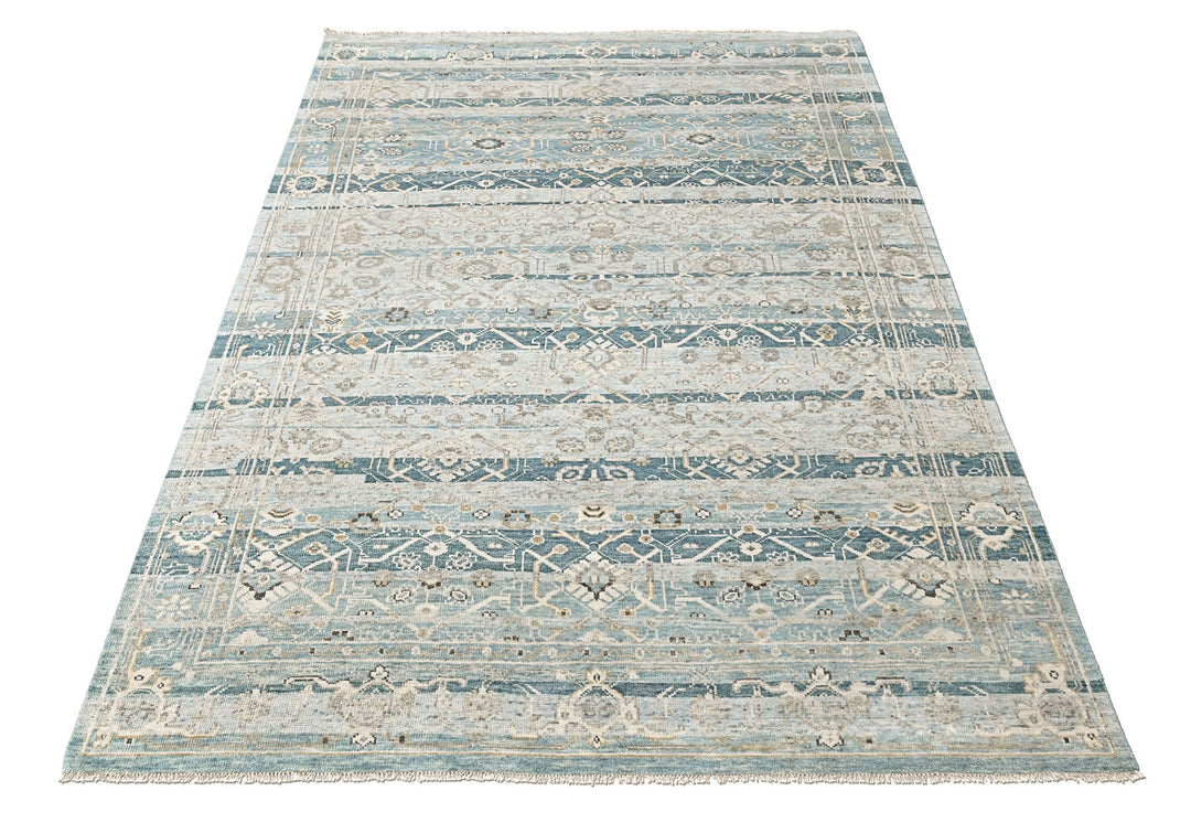 8'6x11'6 Aqua, Gray, Beige Color Hand Knotted Oushak Wool Transitional Oriental Rug